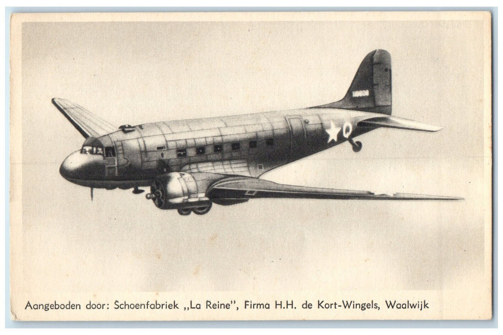 c1920\'s Douglas Dakota C 47 Transport Plane Advertising Netherlands Postcard