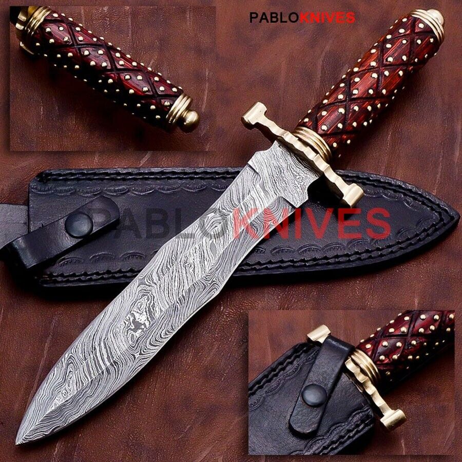 Premium Custom Handmade Damascus Steel Hunting Dagger Knife Rare Work on Handle