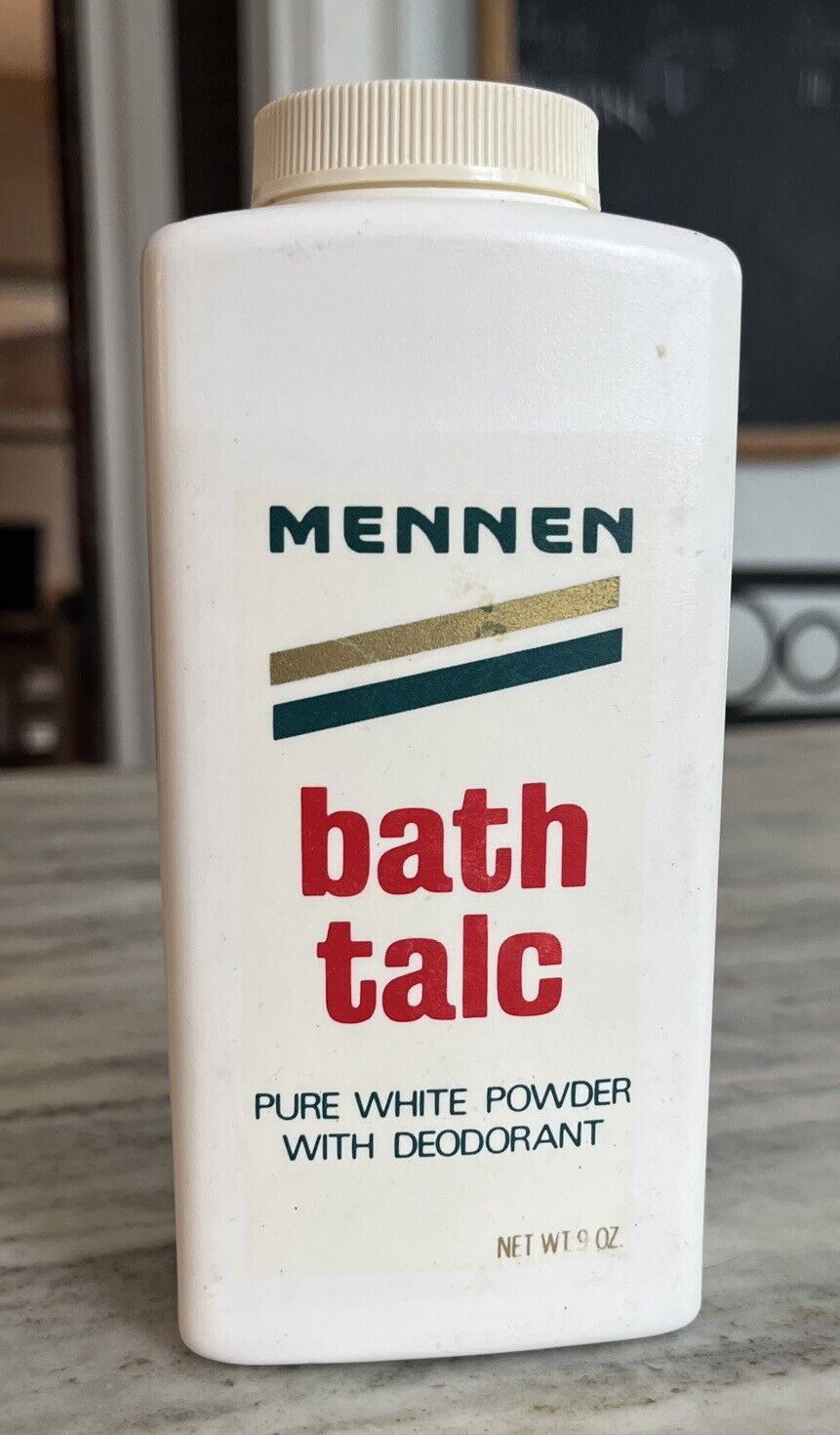 Vtg 1980s Mennen Bath Talc Pure White Powder W/ Deodorant 9 Oz.