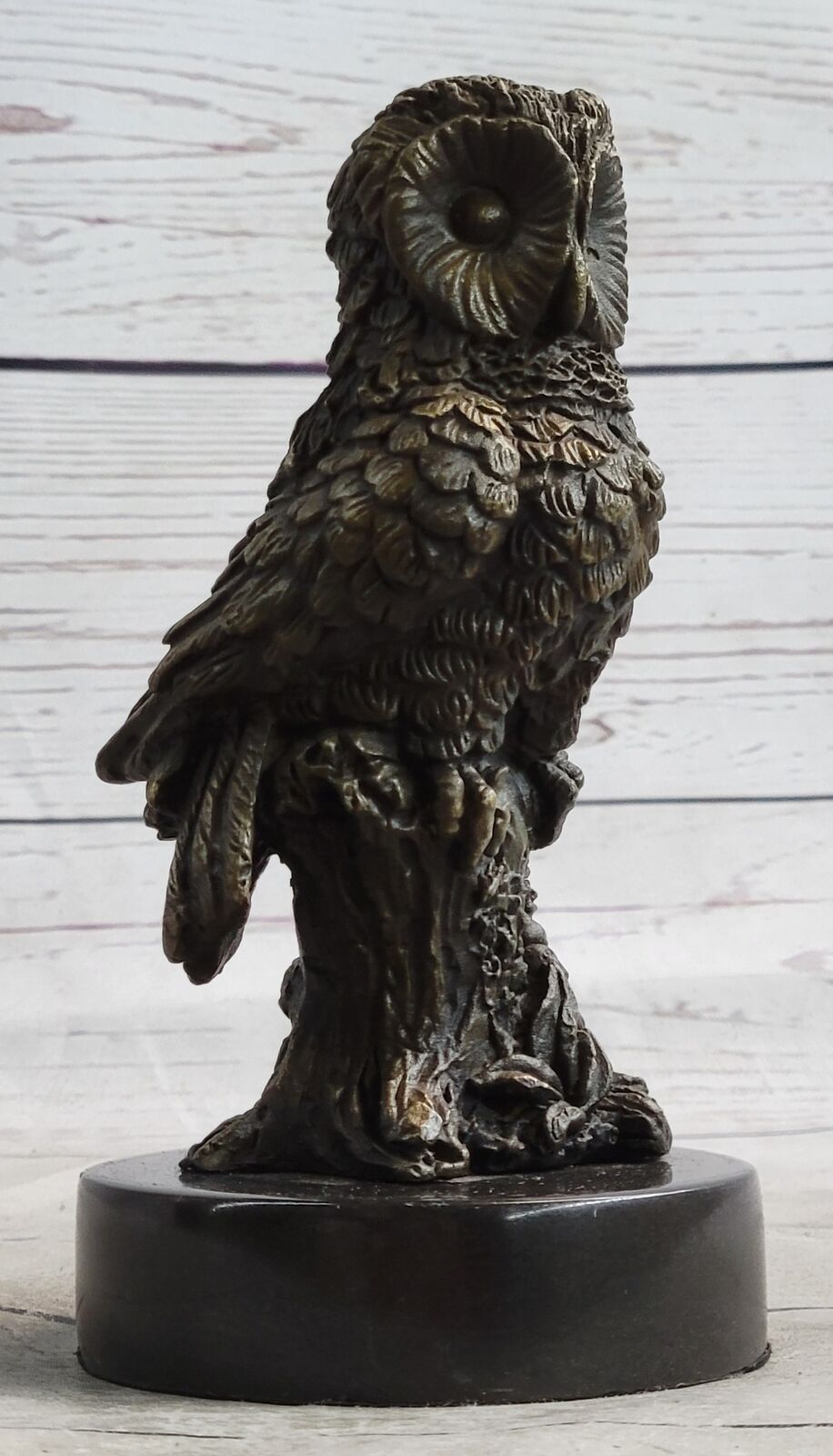 Miniature Bronze Owl Bird Statuette Sculpture Figure Bookend 6\