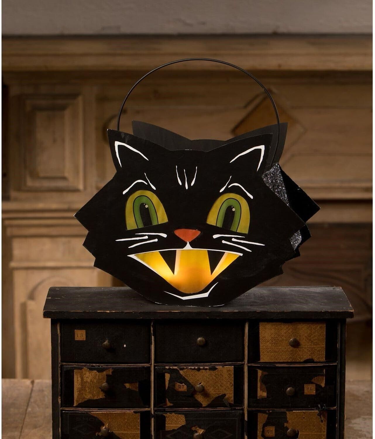 Bethany Lowe Black Mr Cool Cat Halloween Lantern Light Luminary