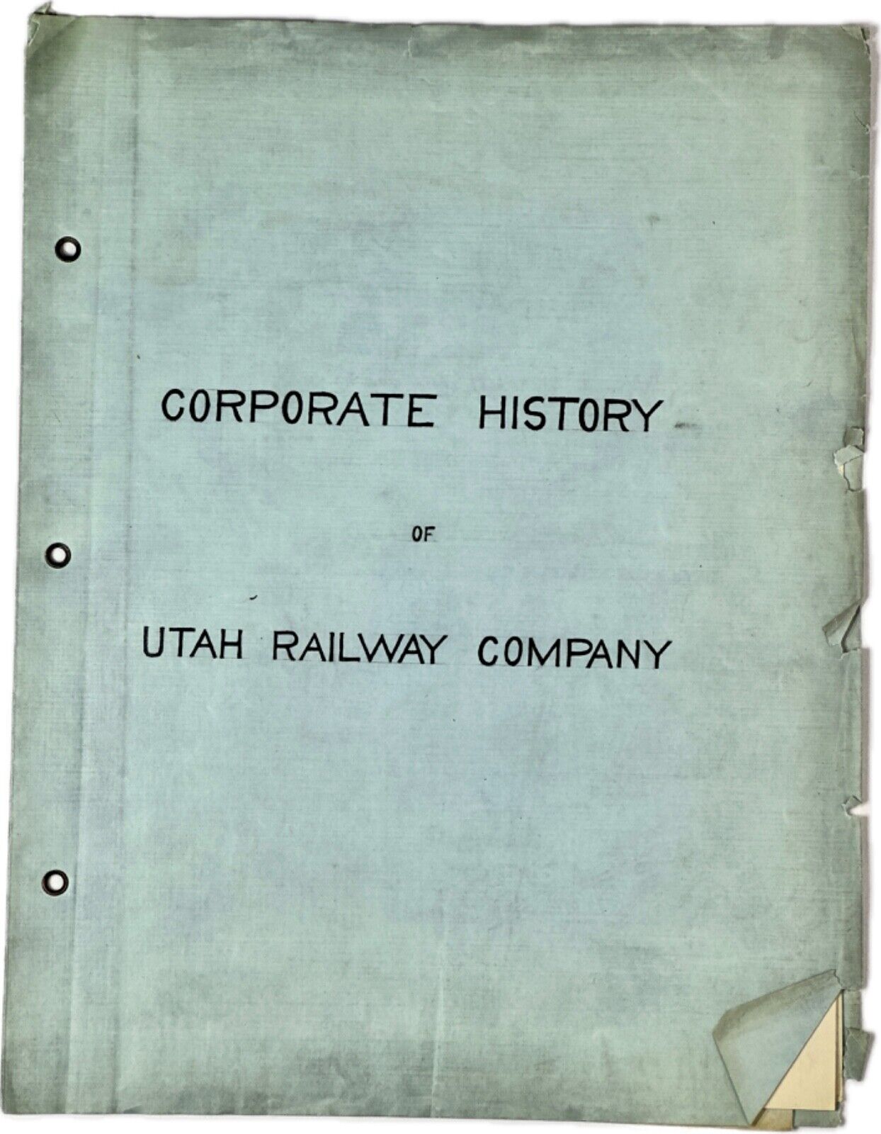 Rare 1919 Utah Railrway Co 7pg Historic Booklet+Foldout ‘CORP HISTORY OF U.R.C’