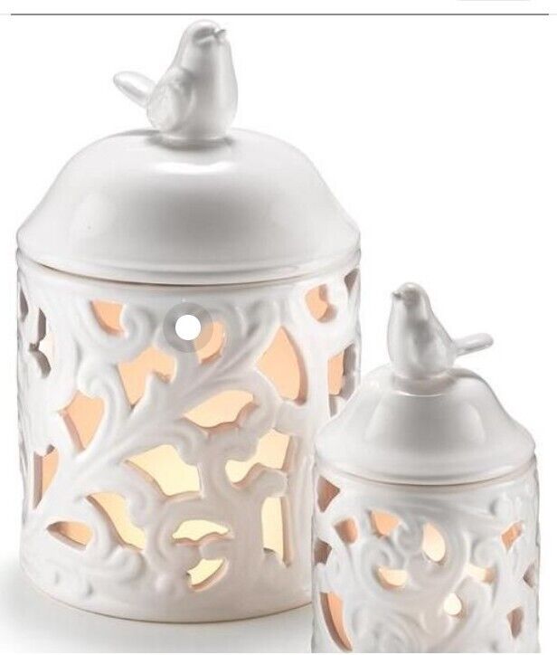 Avon Ceramic Bird Design Lantern Set Of 2