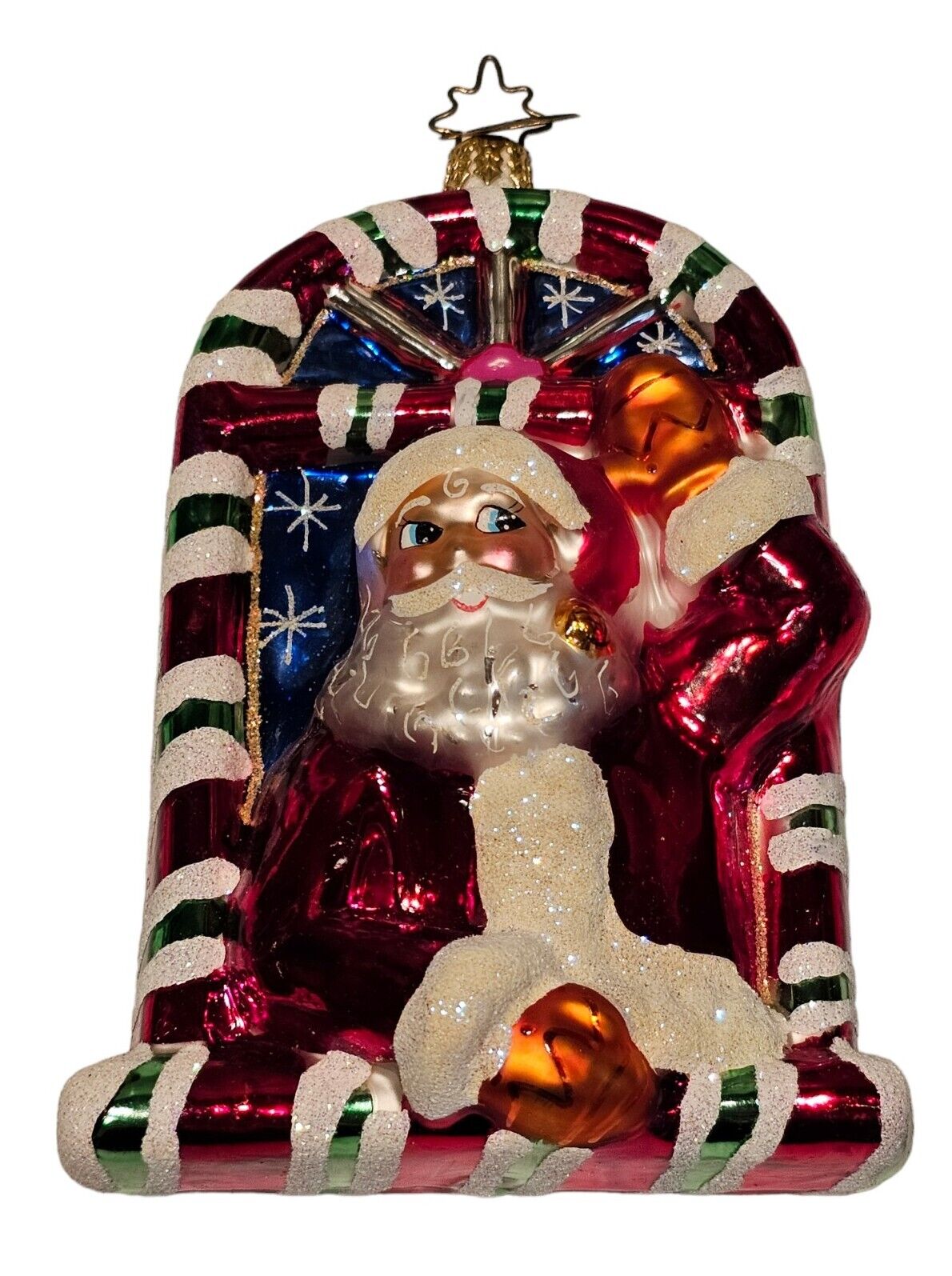 Christopher Radko Two Sided Window Santa Claus & Night Before Christmas Ornament
