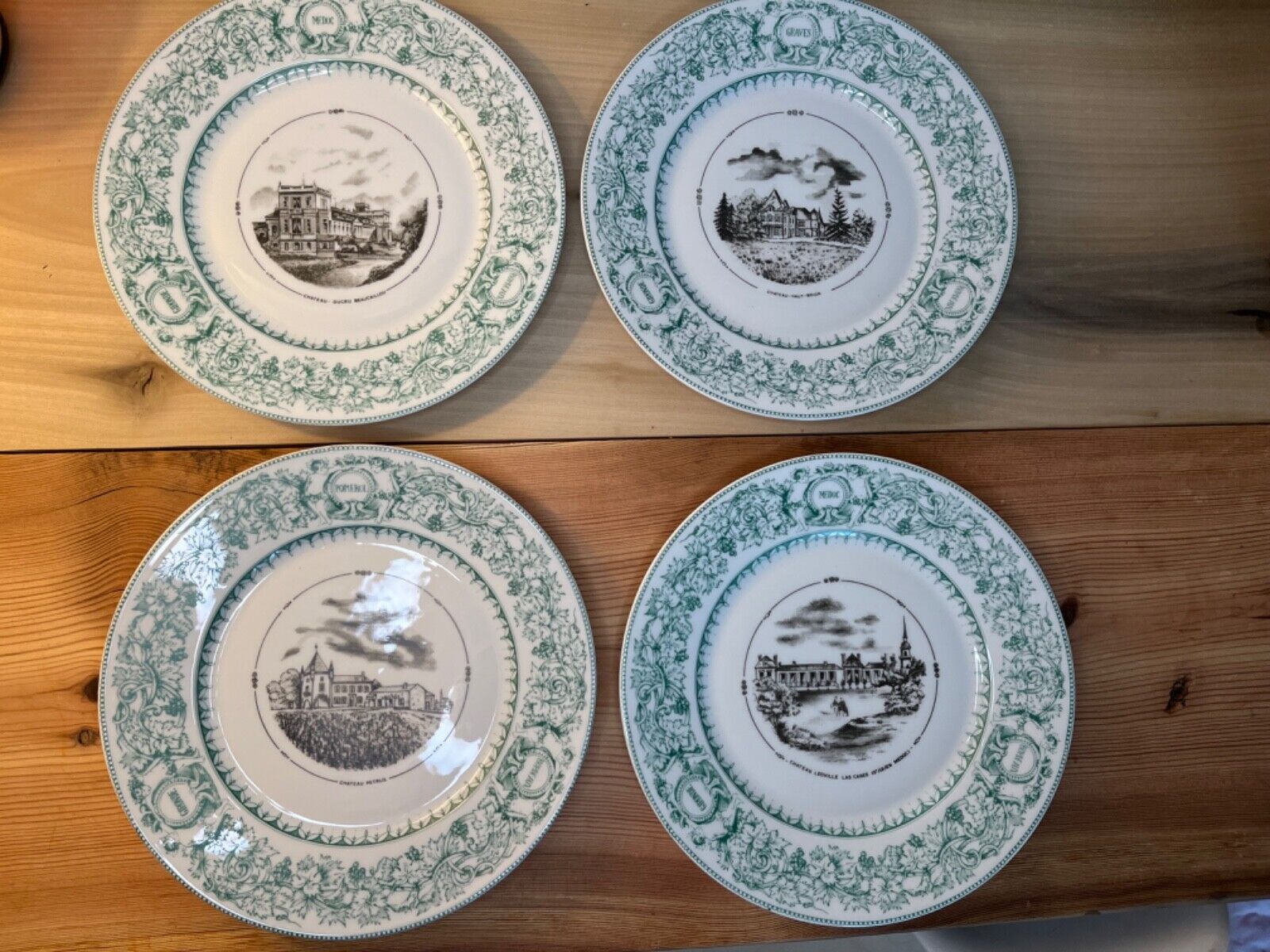 RARE J. Vieillard & C. Porcelaine de Limoges France 4 plates Bordeaux