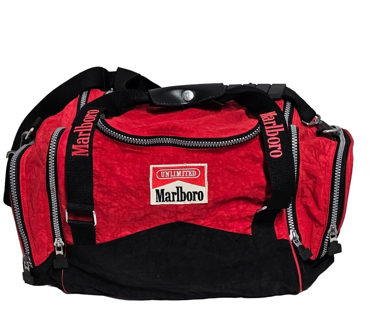 VINTAGE 1990's Marlboro Unlimited Logo Duffle Gym Bag with Shoulder Strap