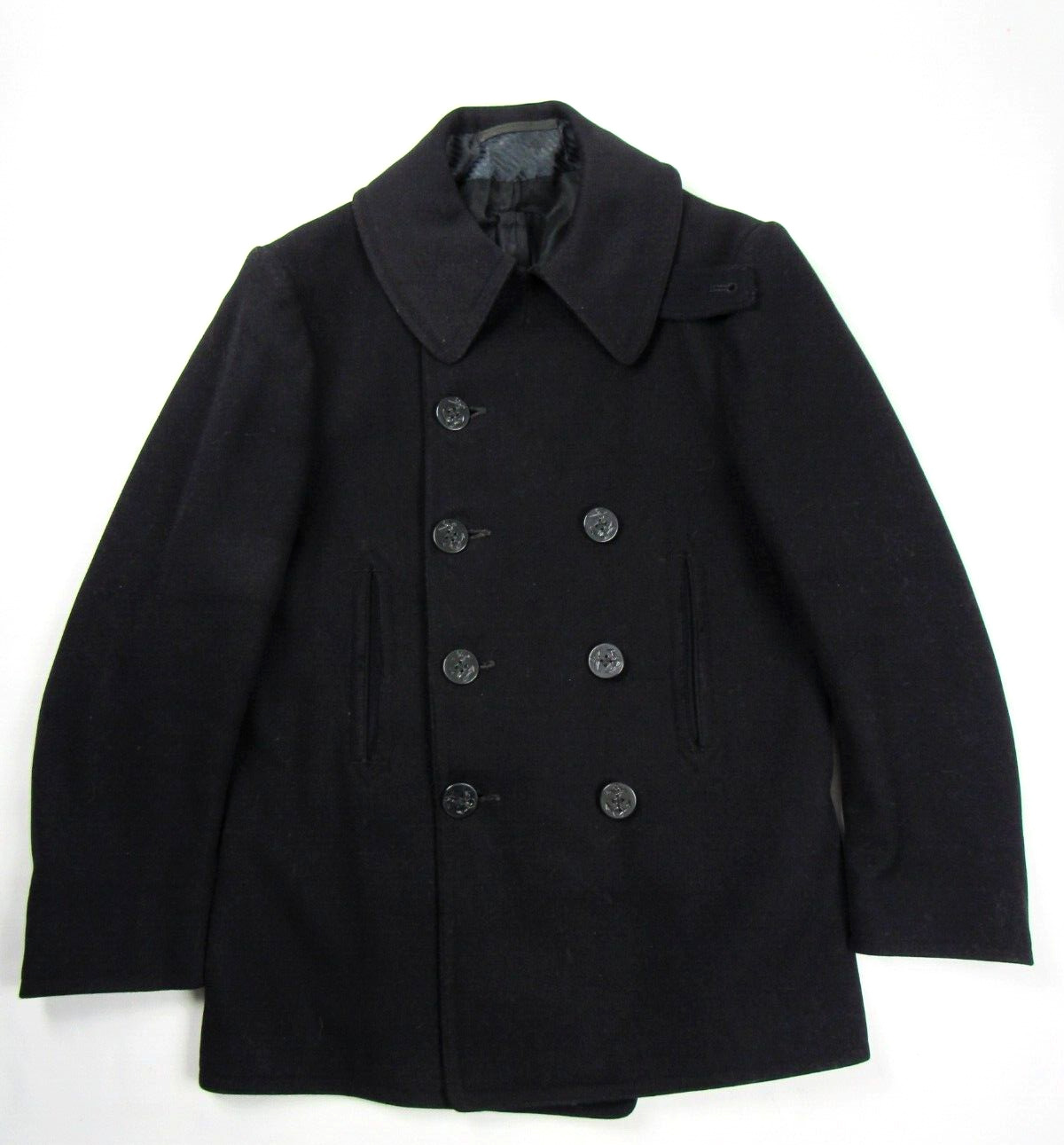 Vtg 1940's WWII Era US Navy 10 Button Wool Pea Coat Sz 38 R ? Military USN 40s