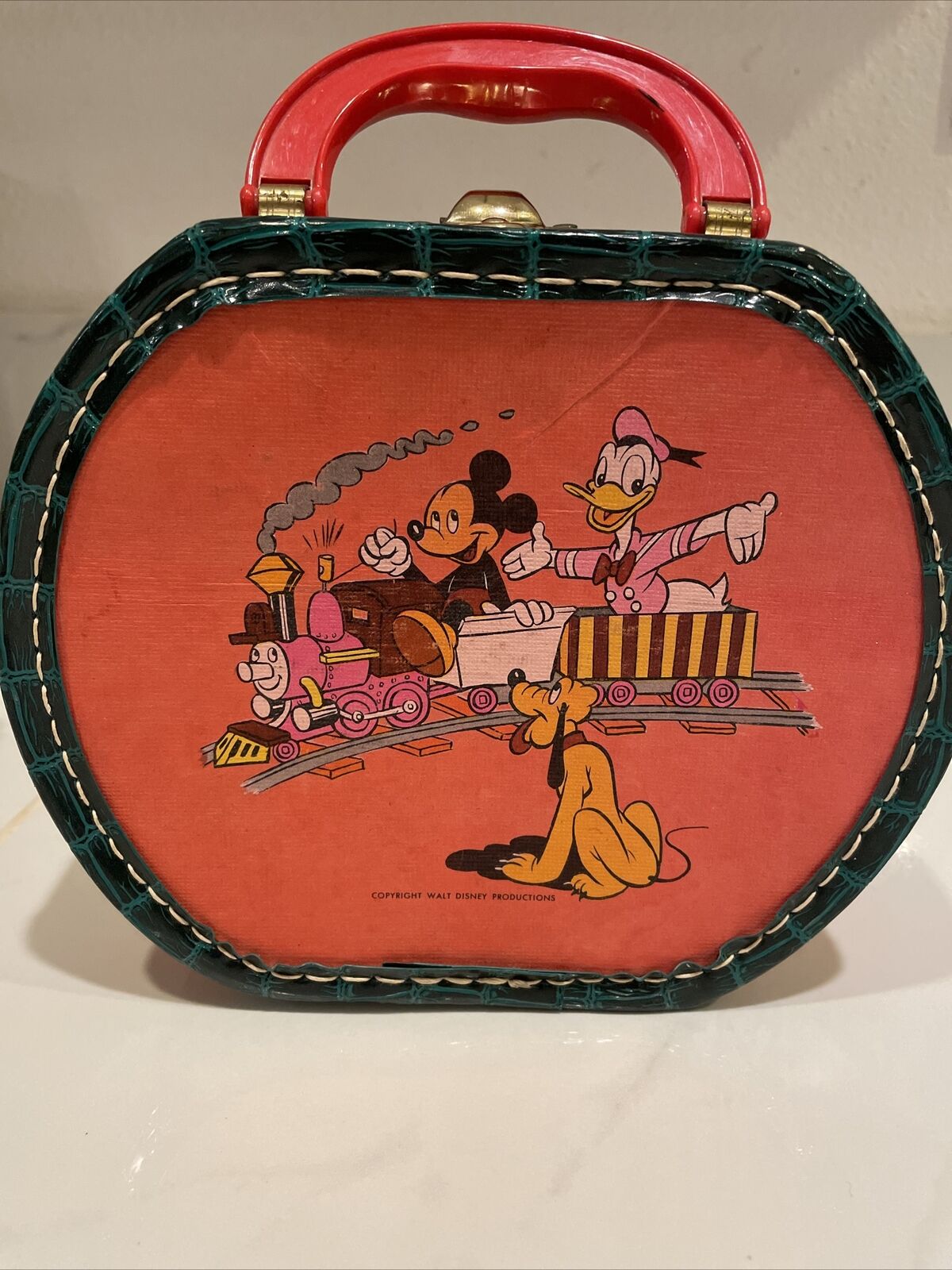 Vintage Disney Mickey Mouse Donald Duck Suitcase Travel Bag Rare