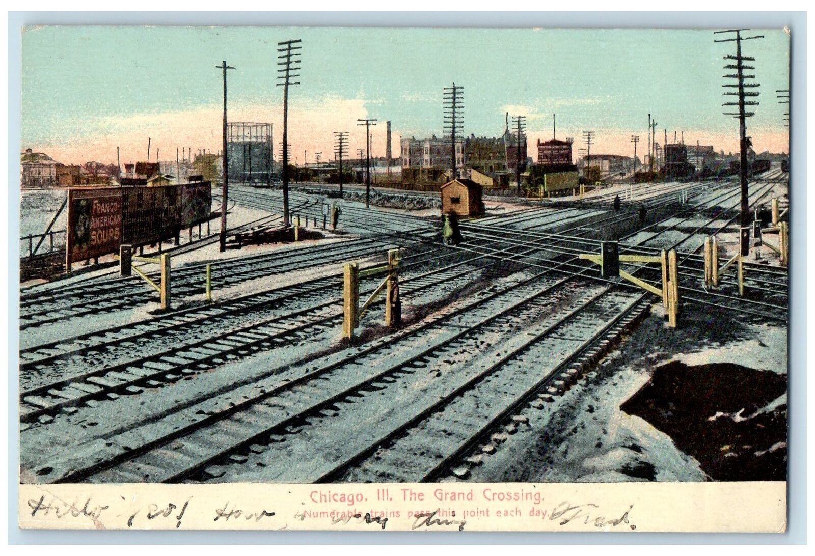 1907 The Grand Crossing Train Railway Scene Chicago Illinois IL Posted Postcard