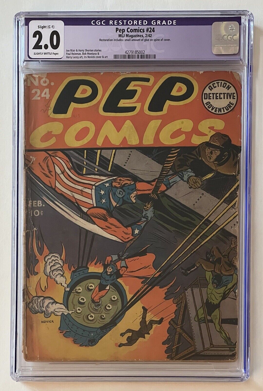 Pep Comics #24 (1942) CGC 2.0 Restored (C-1) - Early Archie