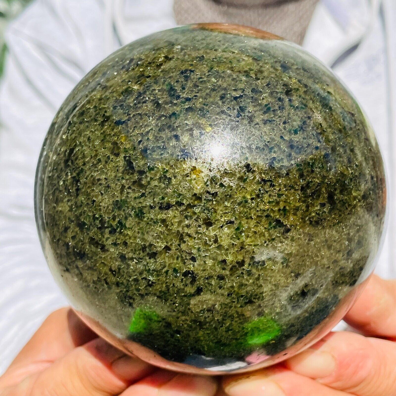 2000g Large Dark Green Olivine Peridot Crystals Sphere Gemstone Healing Reiki