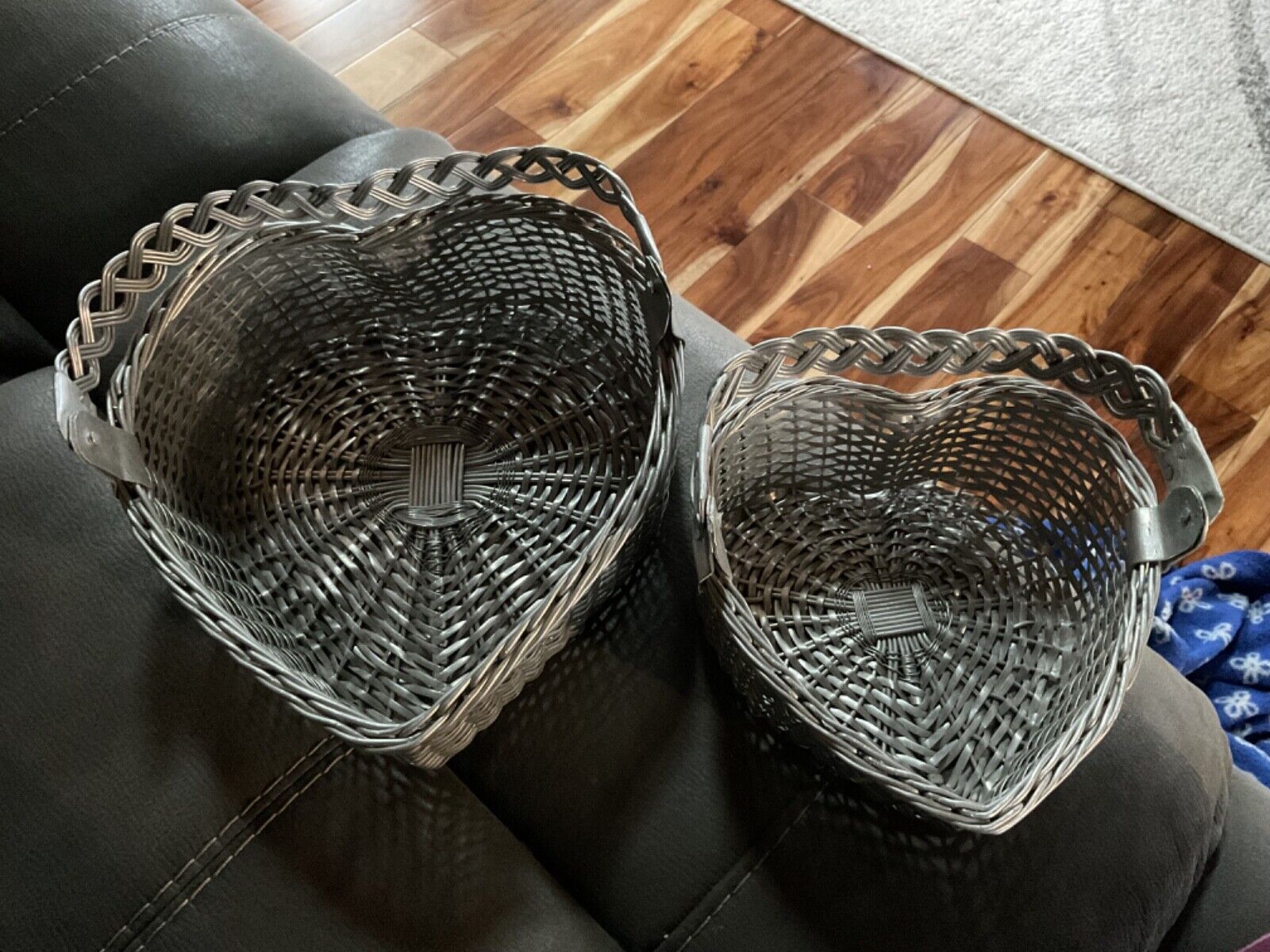Heart Shaped Silver Tone Basket Metal baskets - Lot of 2