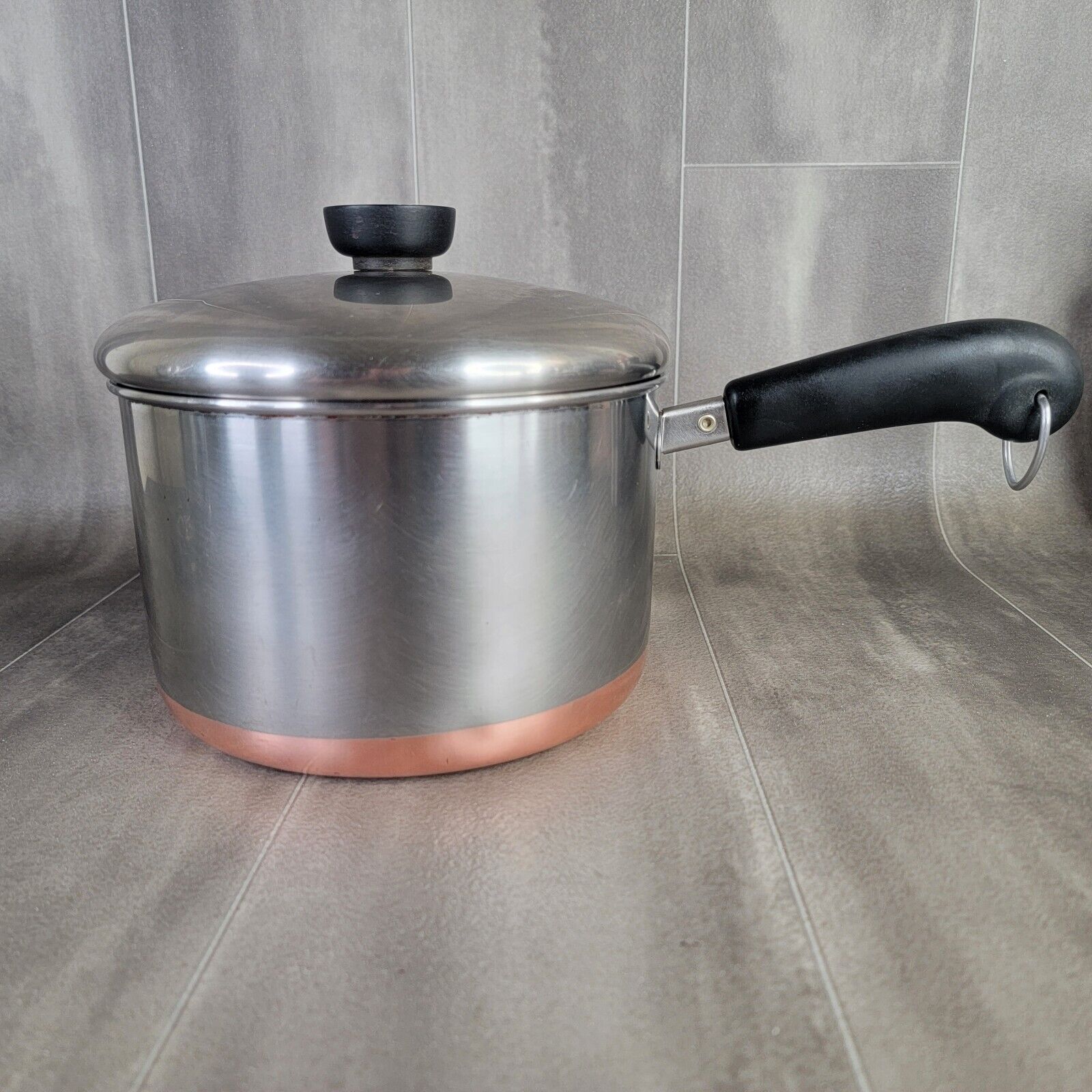 Revere Ware 3 Qt-83 Quart Copper Clad Stainless Sauce Pan Pot w Lid Clinton ILL.