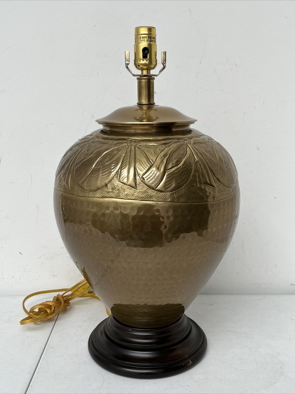 Large Frederick Cooper Hammered Brass Urn Ginger Jar Lamp - No Harps Lampshade
