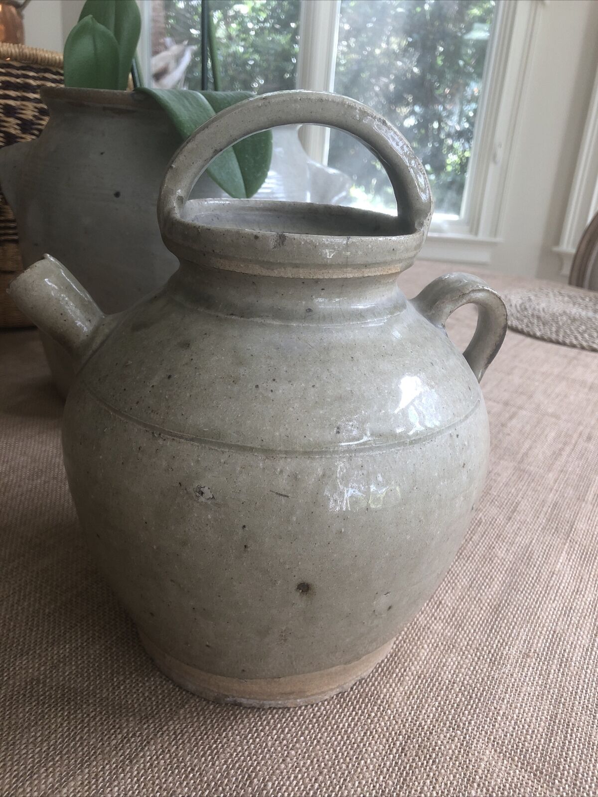 ANTIQUE FRENCH Clay WINE/WATER VESSEL, c.1890-1910