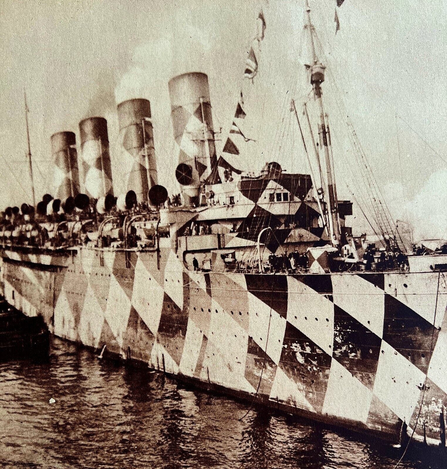 Mauritania Camo Battleship New York Harbor 1920s WW1 Navy Military GrnBin2