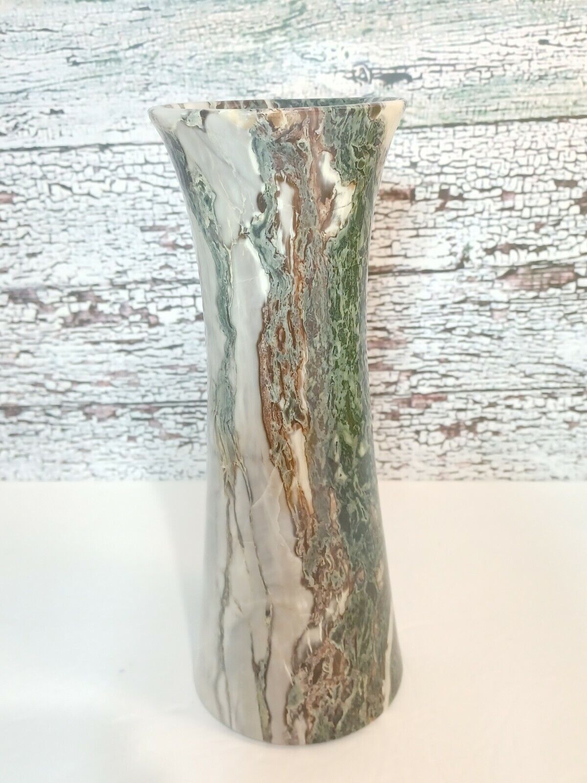 9.5in Vtg polished stone alabaster onyx marble greek roman Asian vase