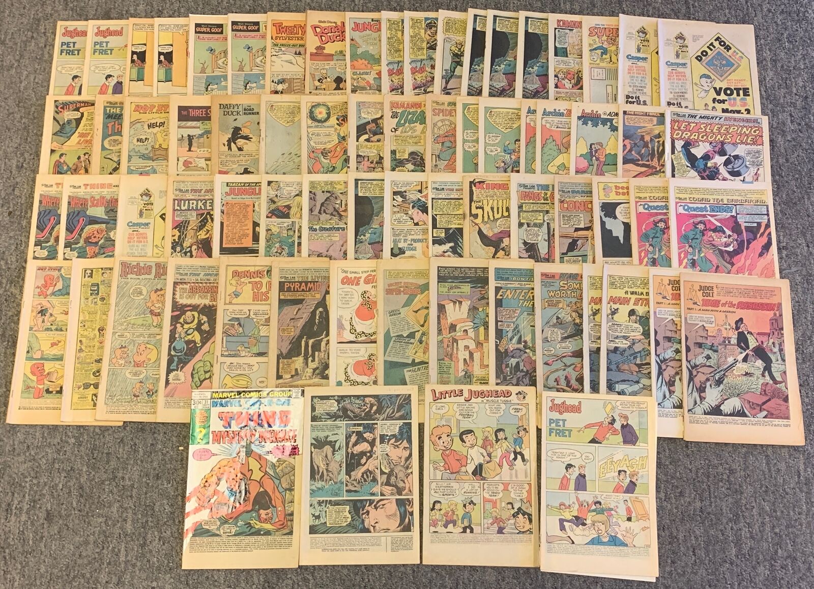 six inch stack BRONZE AGE COVERLESS COMICS~Archie,DC,Harvey,Marvel,Gold Key...
