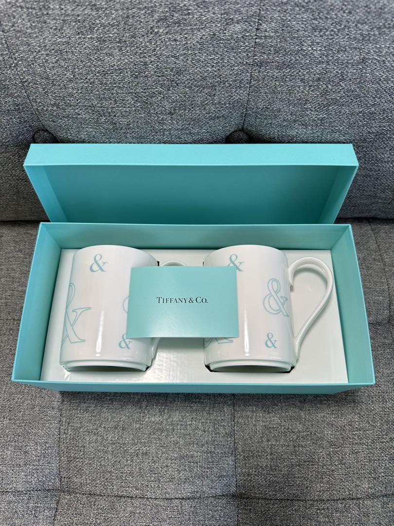 Tiffany & Co. Ampersand & Design White Mug Cup Pair Set in box