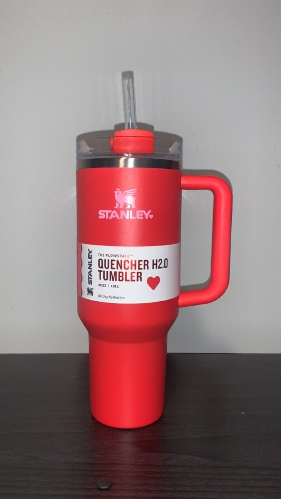 Stanley  Valentines Day Heart 40 oz Target Red Exclusive Tumbler .