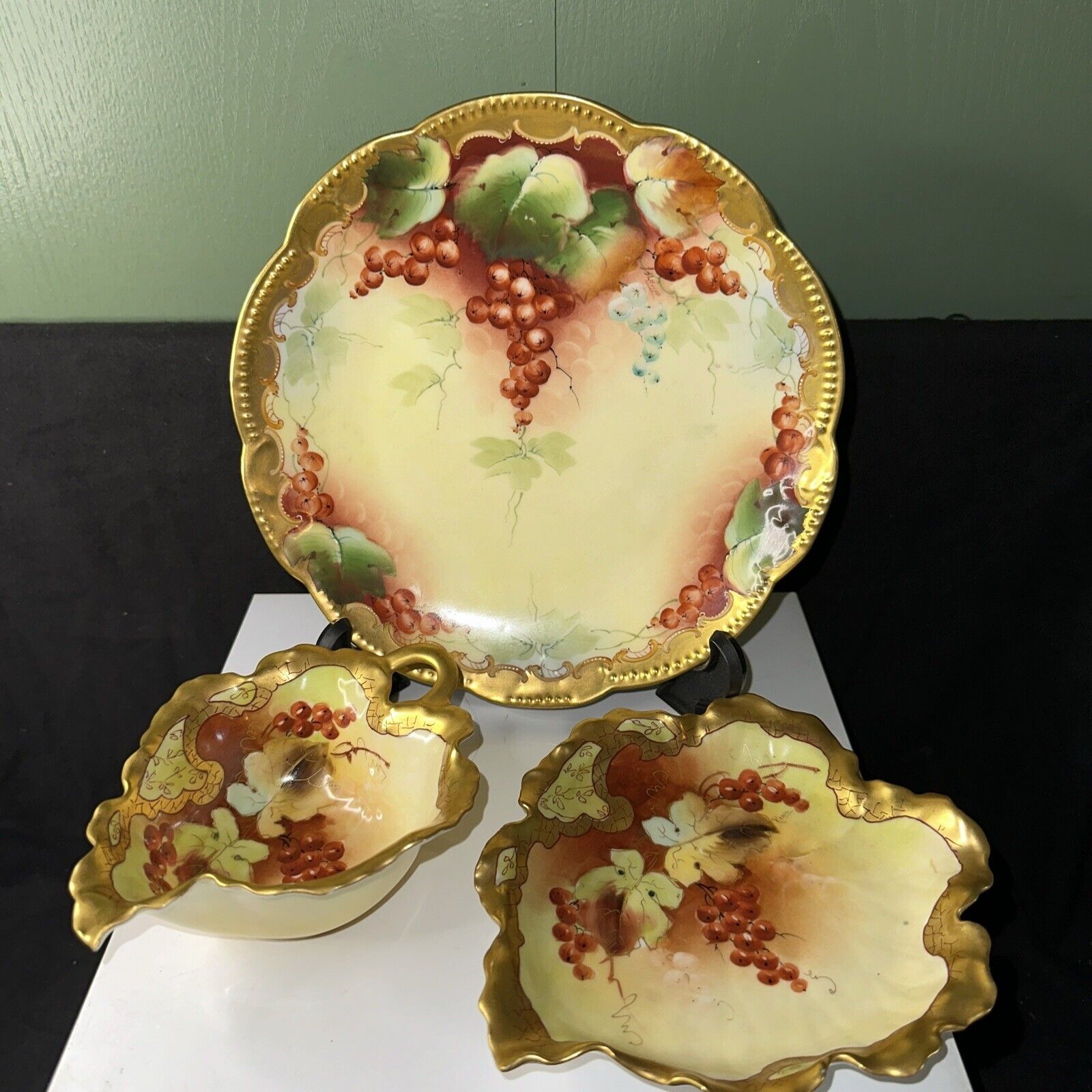 Pickard Haviland/AK France Hand Painted China 3 Pieces Of Absolute Beauty