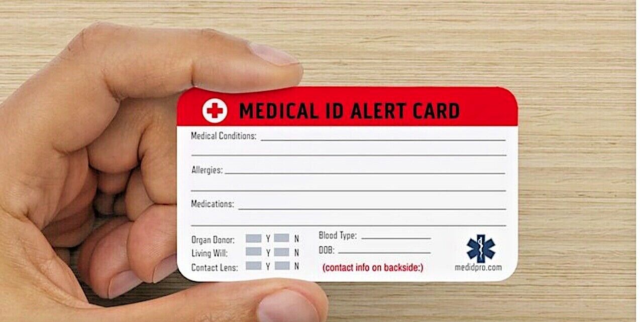 5PK-Emergency Medical ID Wallet Card for Medical Alert ID bracelet+Luggage Tags.