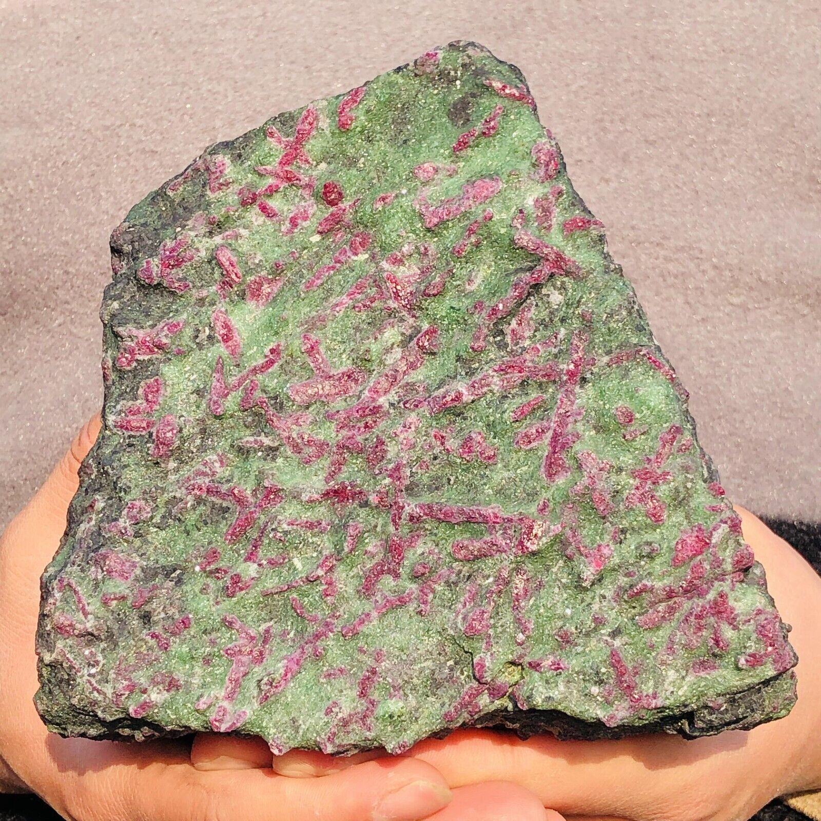 8.02lb Large Rare Natural Red Green Gemstone Ruby Zoisite Crystal Rough Mineral