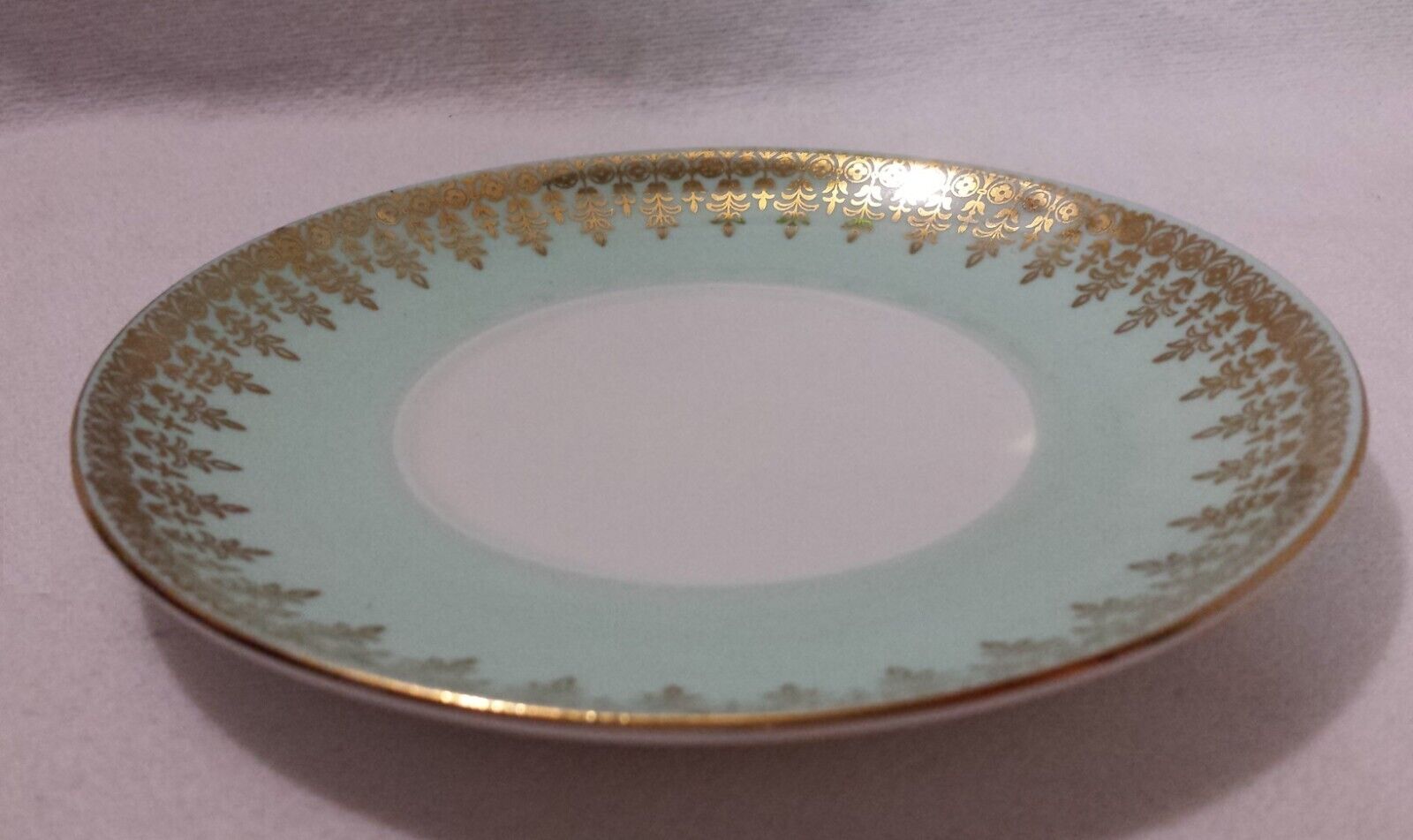 Queen Anne Fine Bone China England Mint Green and Gold Saucer Only Numbered