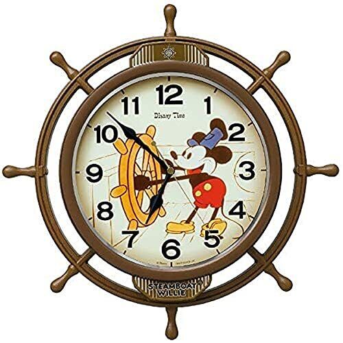 Seiko Wall Clock Disney Mickey Steamboat Willie Analog helm slowly swings New