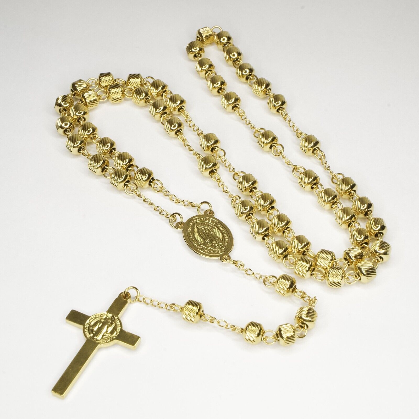 Rosary Beads Necklace Gold Plated Blessed by Pope for Men