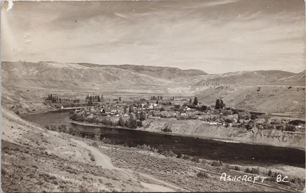 Ashcroft BC British Columbia Town View Postage Due 1940s RPPC Postcard H32