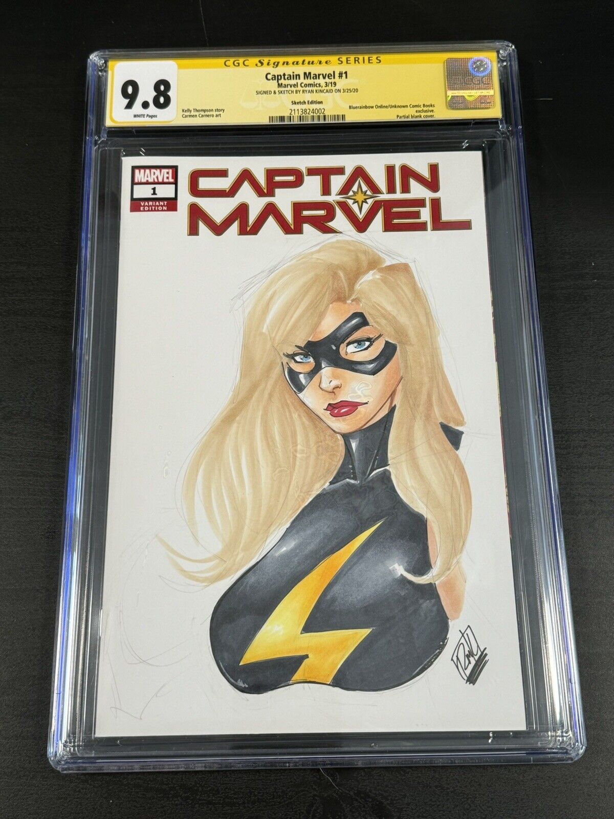 Captain Marvel 1 Signed And Sketched By Ryan Kincaid CGC 9.8