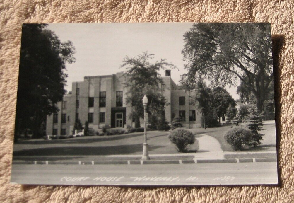 Waverly Iowa IA 1943 Court House View Real Photo Postcard 1950's