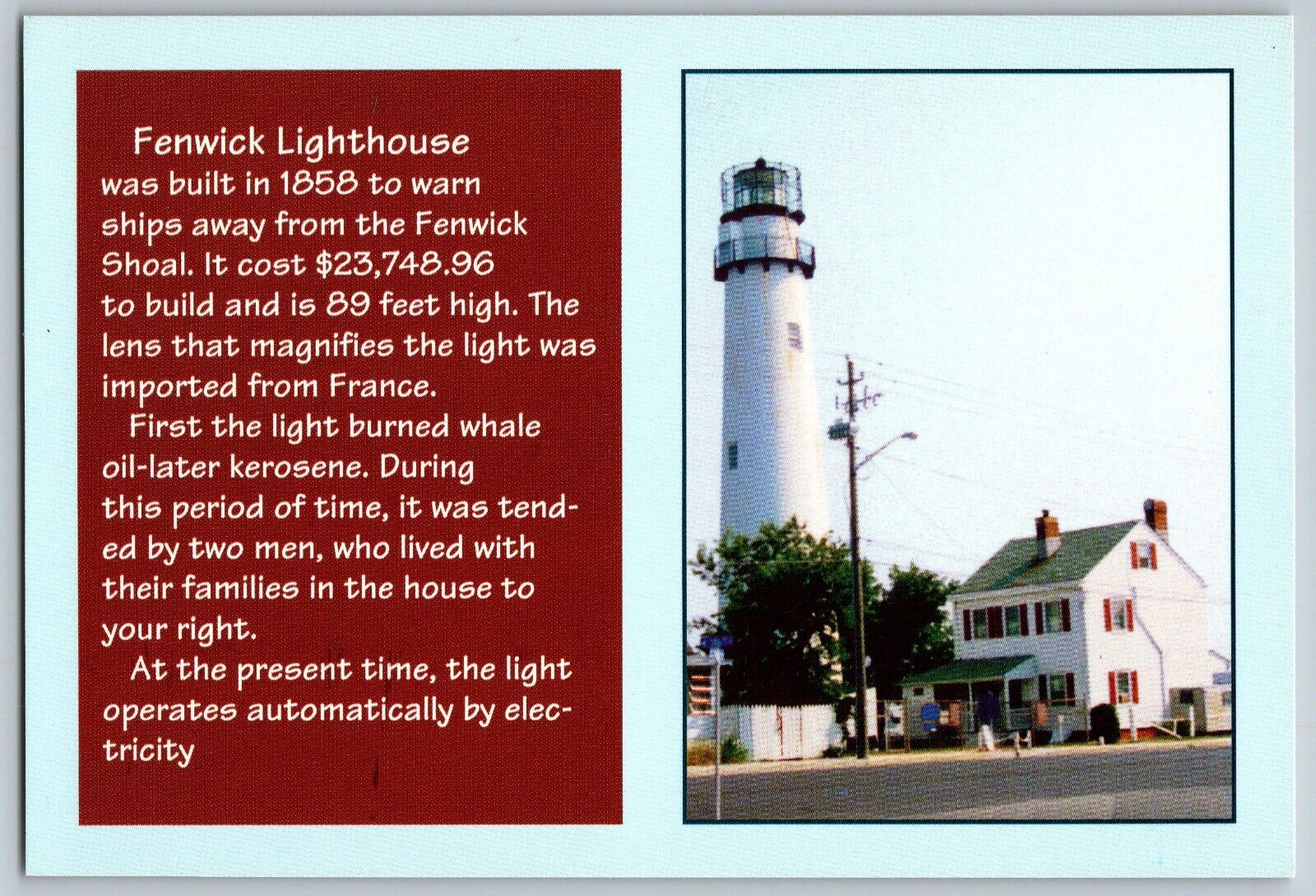 Fenwick Island, Delaware - Fenwick Lighthouse - Vintage Postcard 4x6 - Unposted