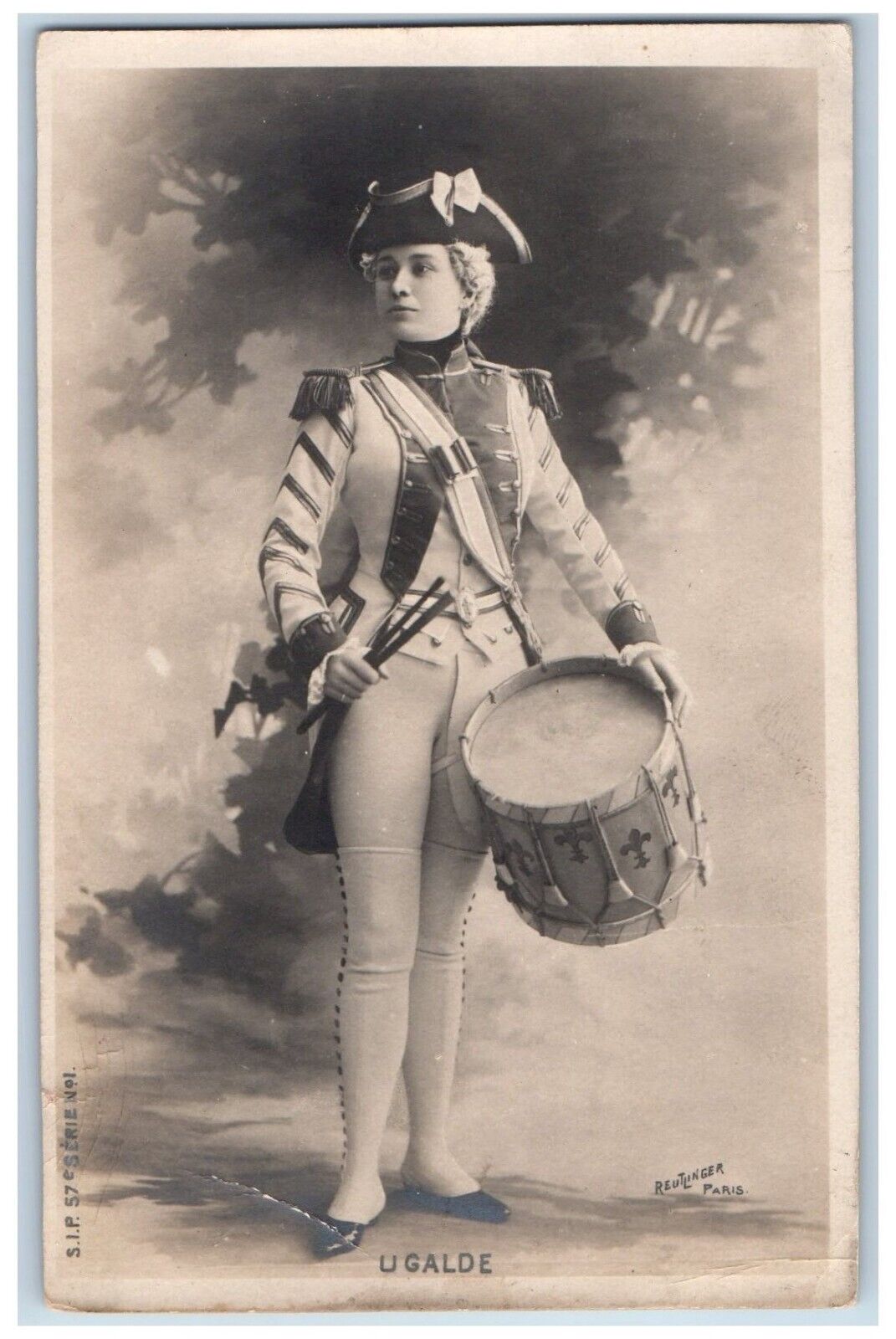 France Postcard RPPC Photo French Opera Singer With Drum c1910's Antique