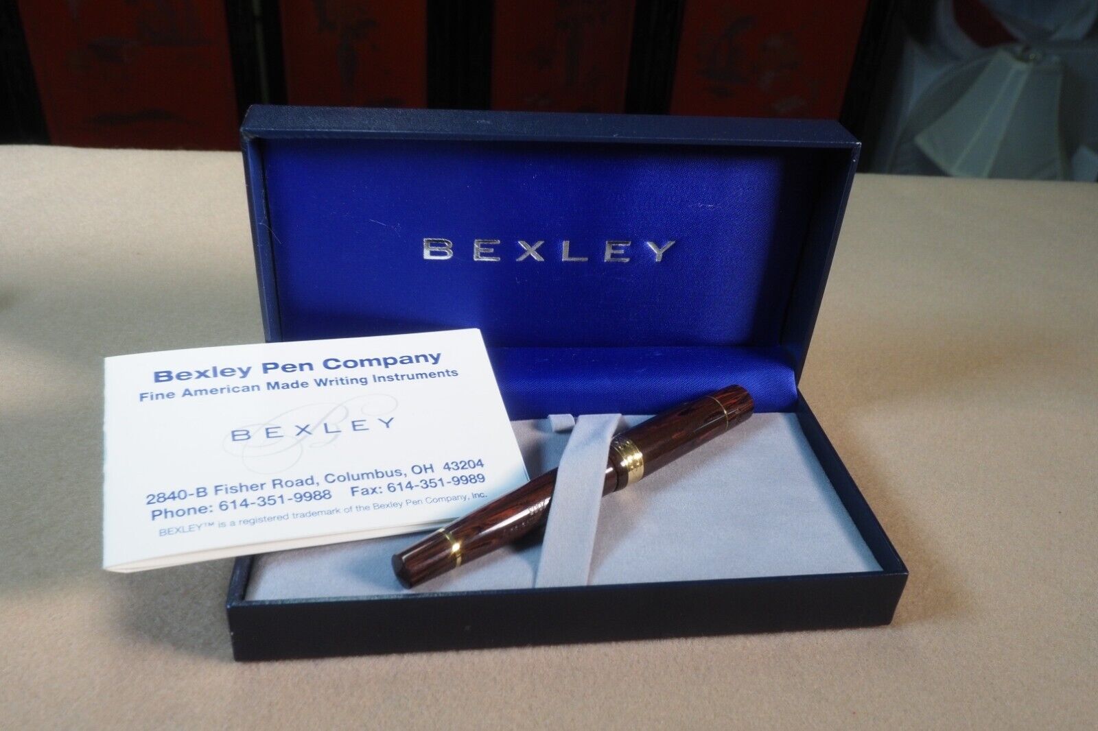 Bexley 10th Anniversary fountain pen in auburn ebonite, 18K medium nib