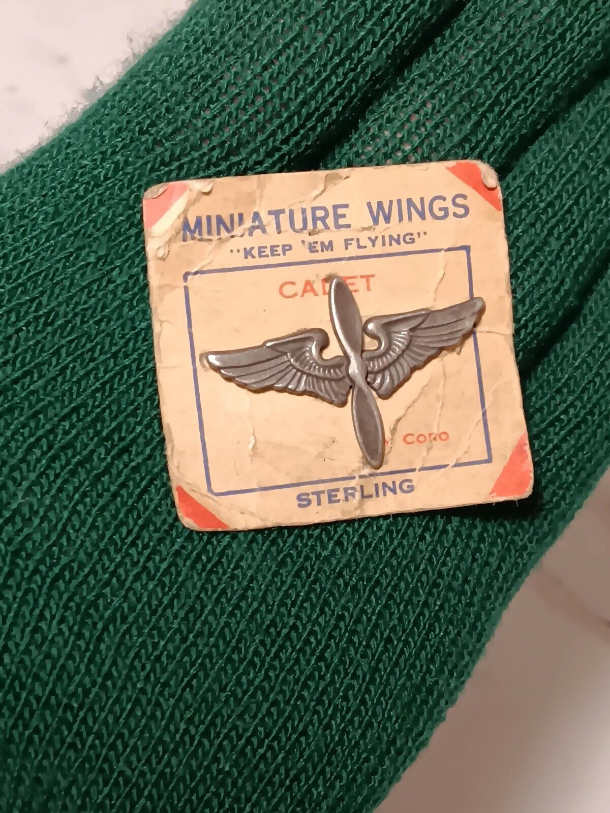 NOS Sterling Silver US Military Miniature Cadet Pilot Wings Vintage New