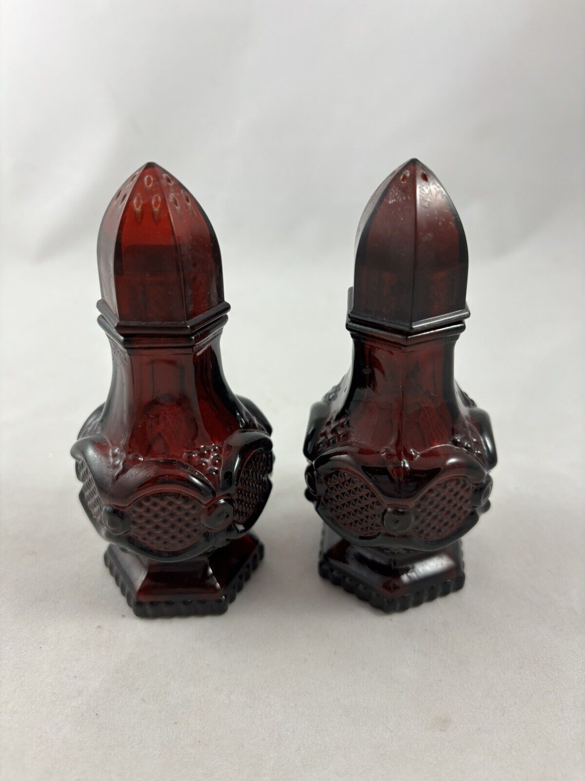Avon Ruby Red Glass Salt & Pepper The 1867 Cape Cod Collection 4.5 inch