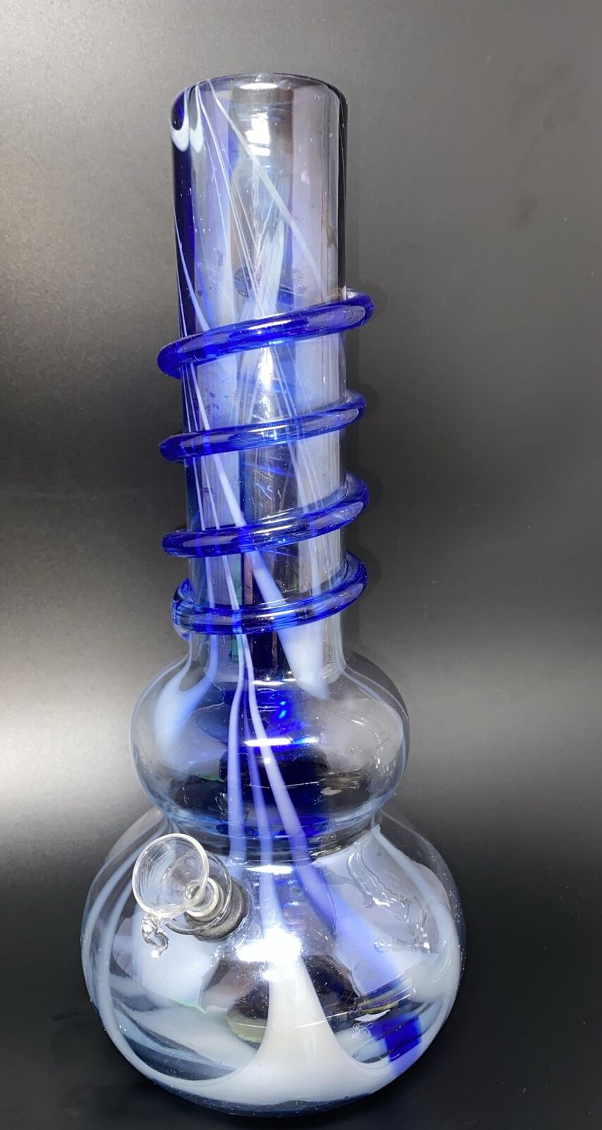 Vintage 12 In Thick & Heavy Soft Glass Tobacco Water Pipe Bong W/ Stem & Bowl