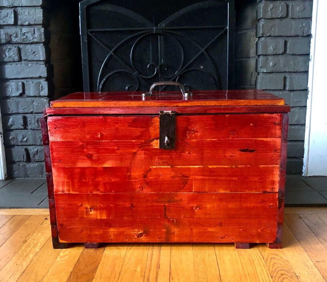 Wooden Box Salvaged Industrial Decor Old Wooden Box With Handle Classic Wood Box