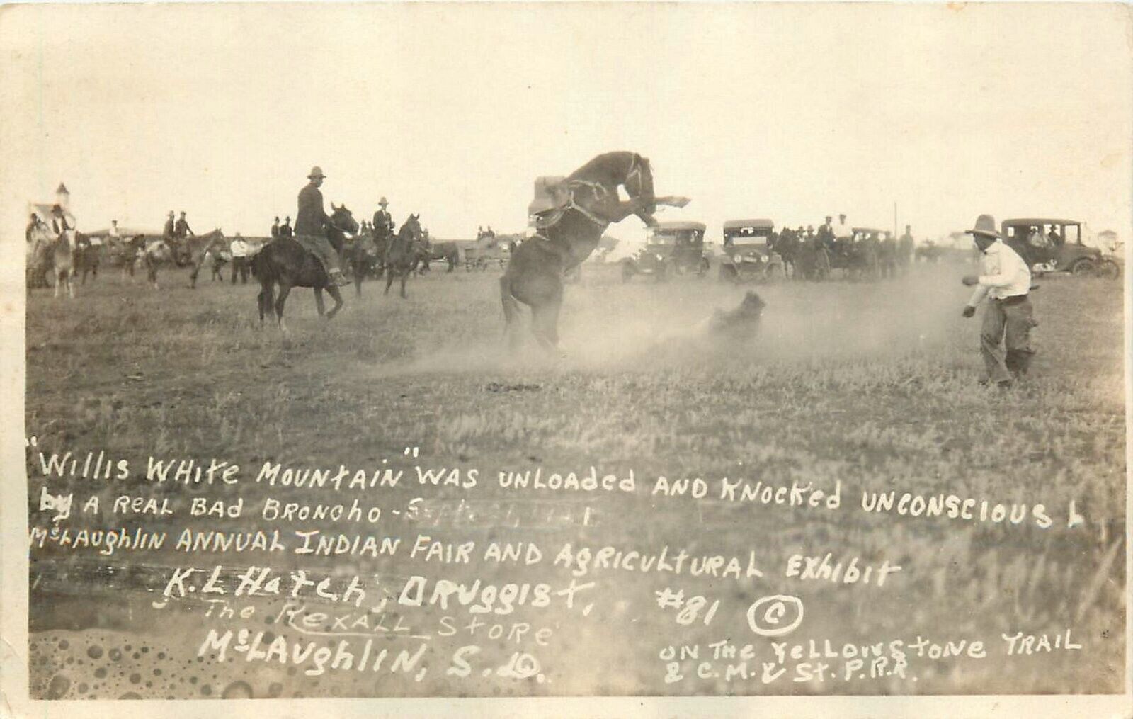 Postcard RPPC 1931 South Dakota Mclaughlin Cowboy Rodeo Mid West Photo SD24-443