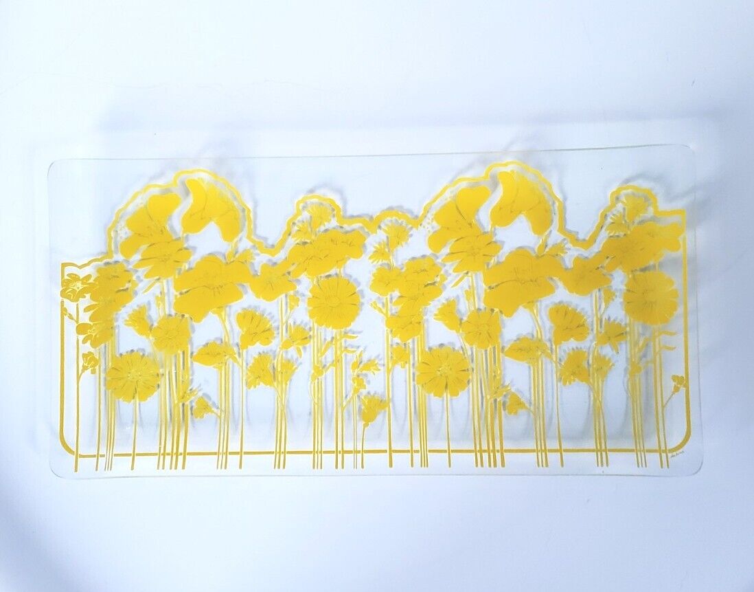 Vintage Saba Glass By Sabina Retro 60s 70s Tray Yellow Floral