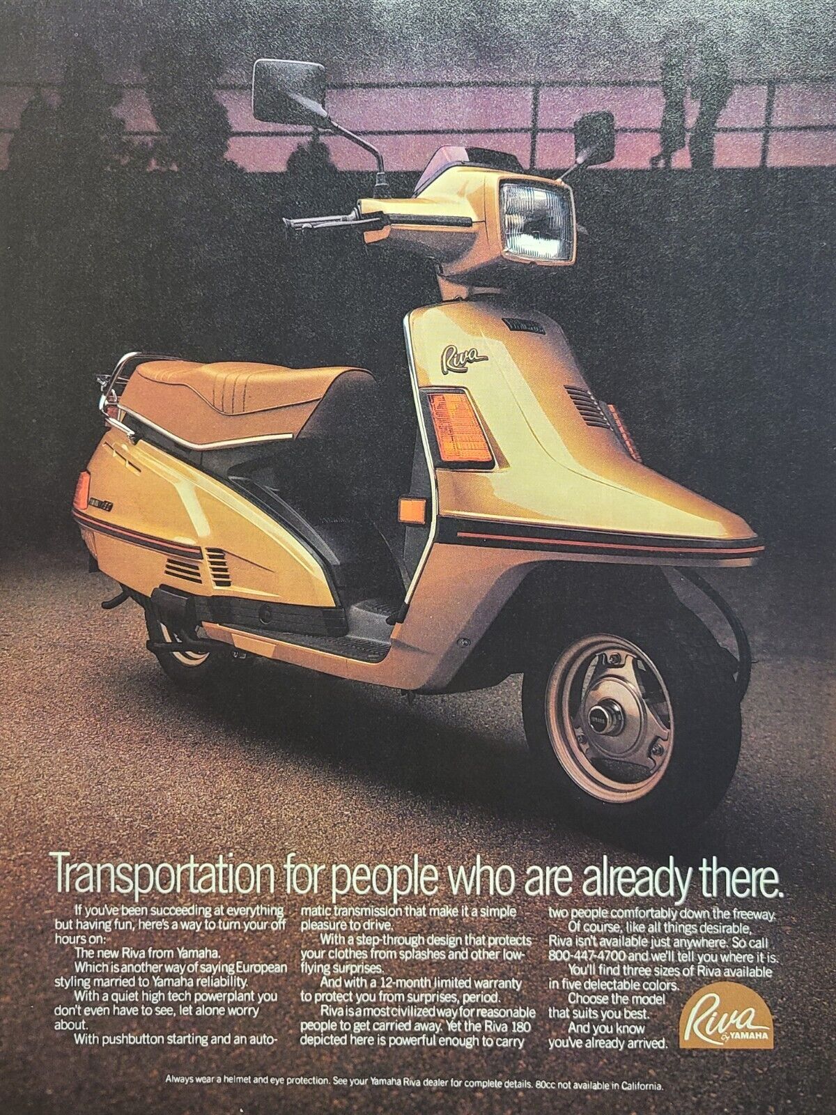 Yamaha Riva Scooter Gold European Styling 1980\'s Vintage Print Ad **Read**