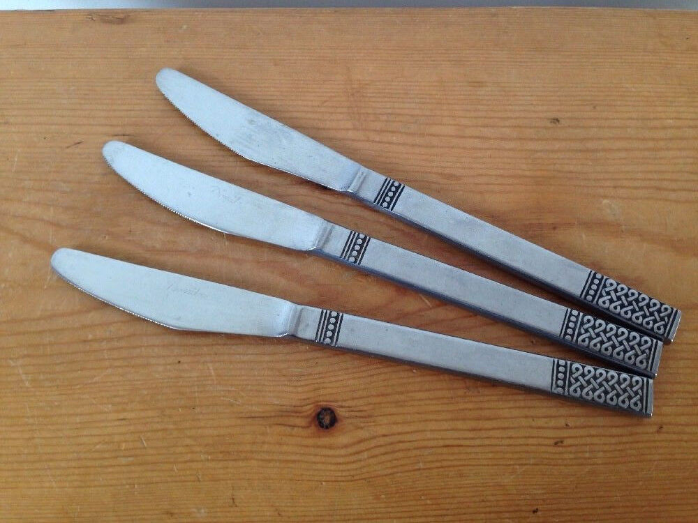 Set of 3 Knives Butter Knife Vtg Mid Century MSI Japan DANIKA Stainless Flatware