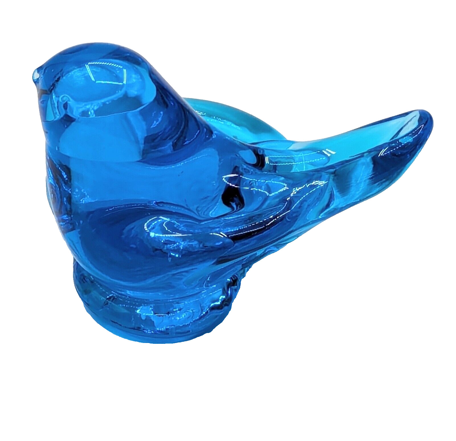 Vintage Blue Bird of Happiness Candle Holder Signed 1990 Art Glass
