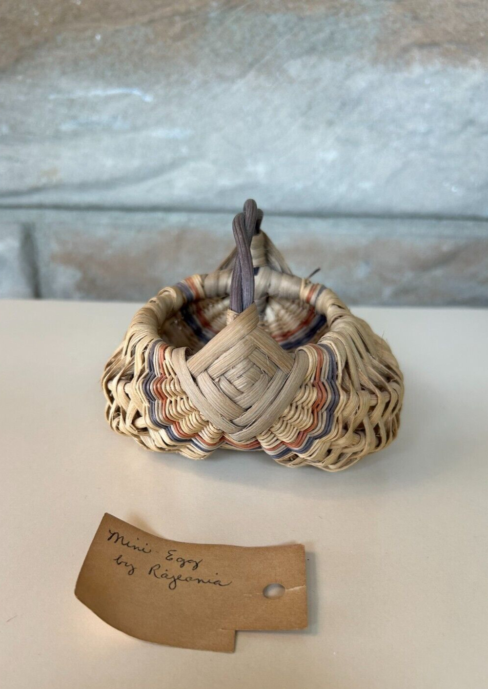 Vintage TENNESSEE Buttocks Egg Basket Woven Wicker Handmade Signed \