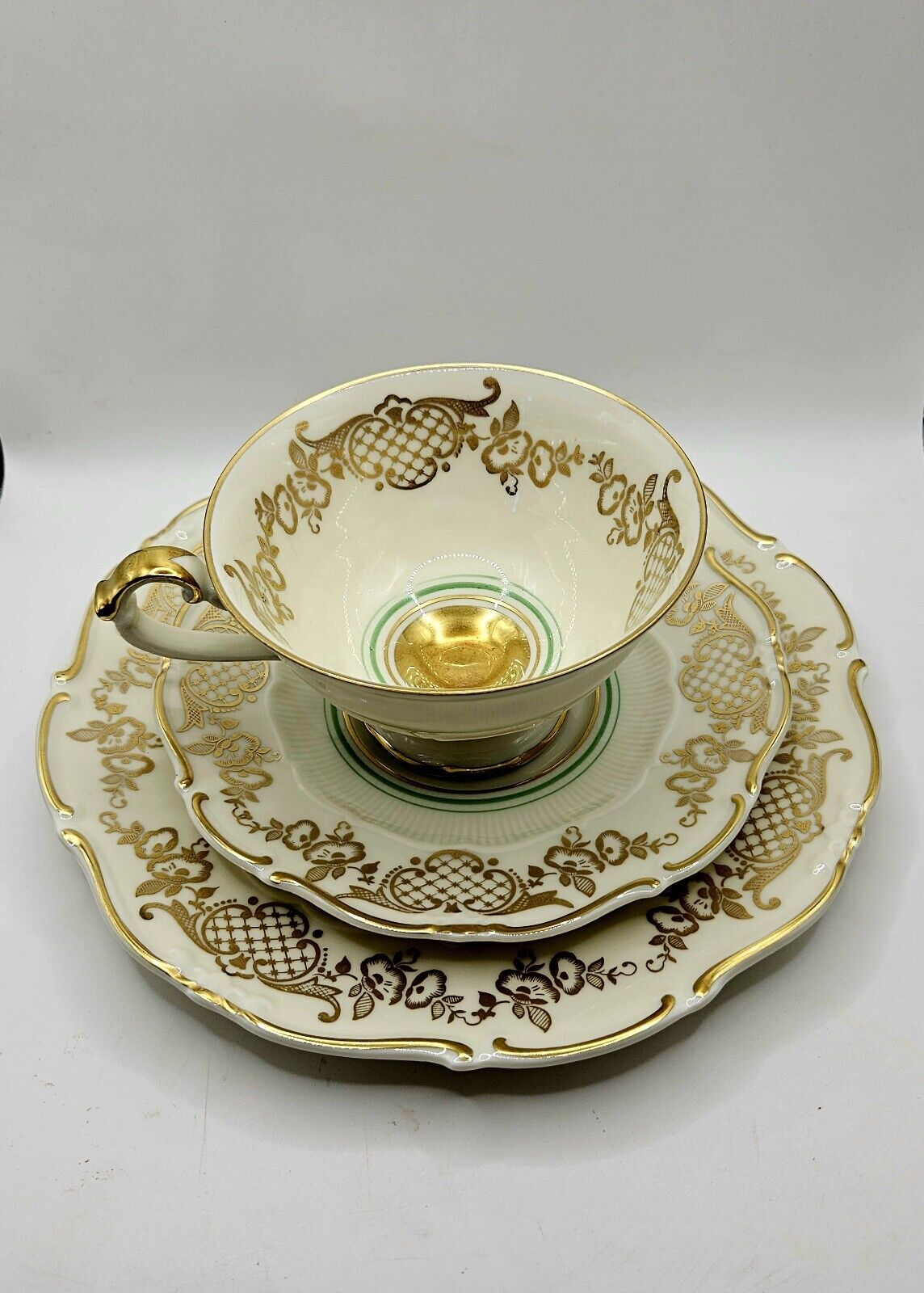 Weimar Germany Dora Tea Cup Saucer and Dessert Plate Set 