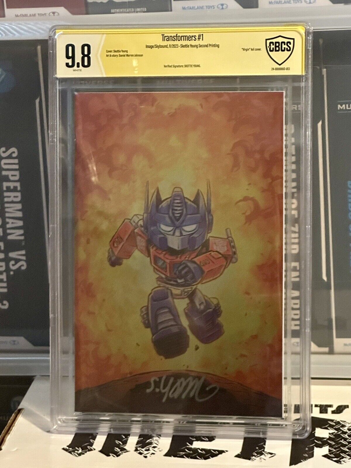 Transformers #1 CBCS 9.8 Signed By Skottie Young Second Print Virgin Foil Cover