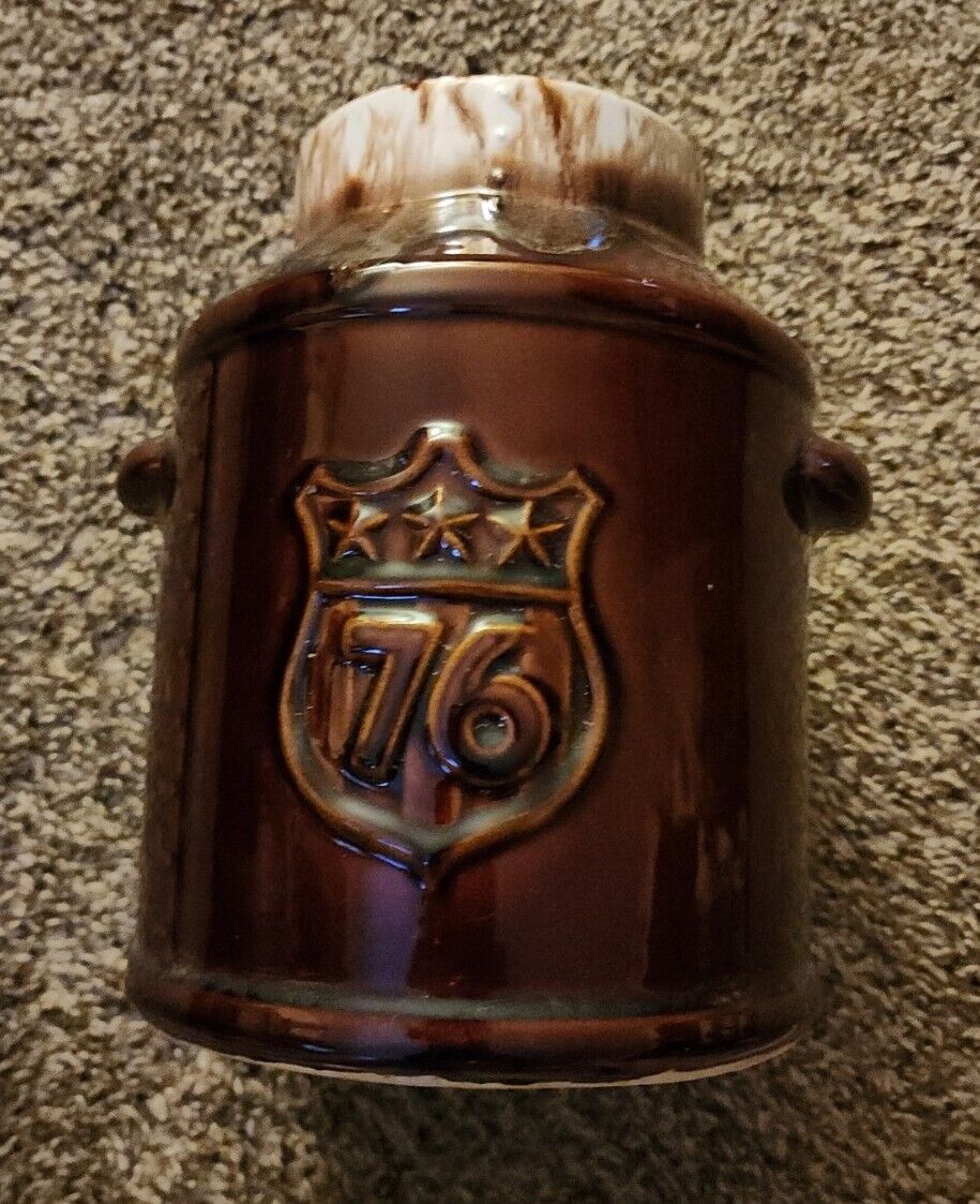 Brown Drip Cookie Jar USA Bicentennial Pottery 1776-1976 11-3/4\