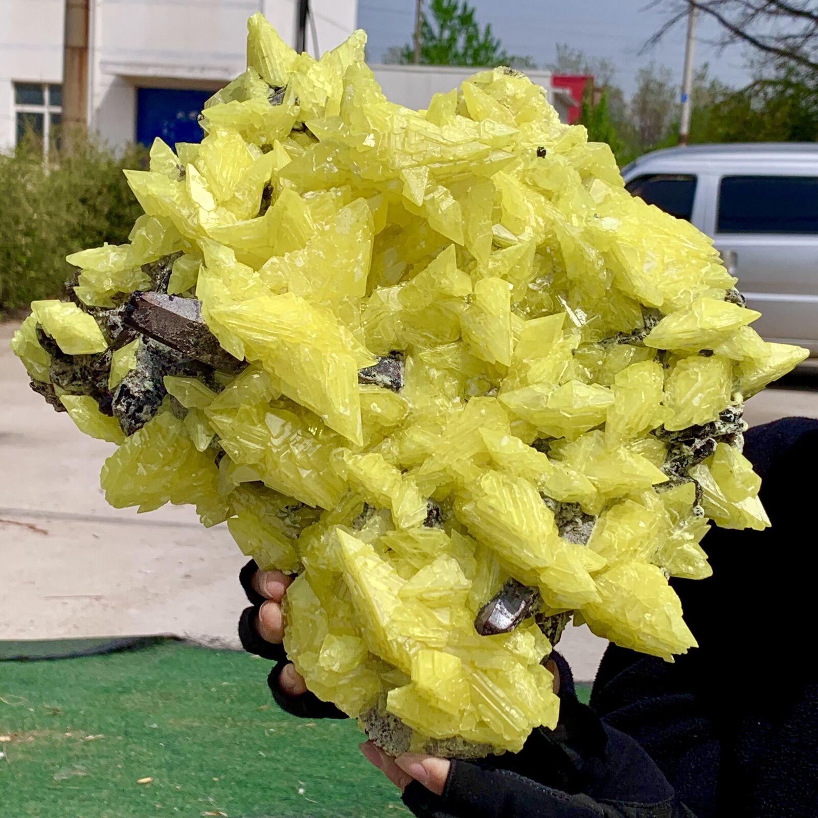 11.62LB Minerals ** LARGE NATIVE SULPHUR OnMATRIX Sicily With+amethyst Crystal